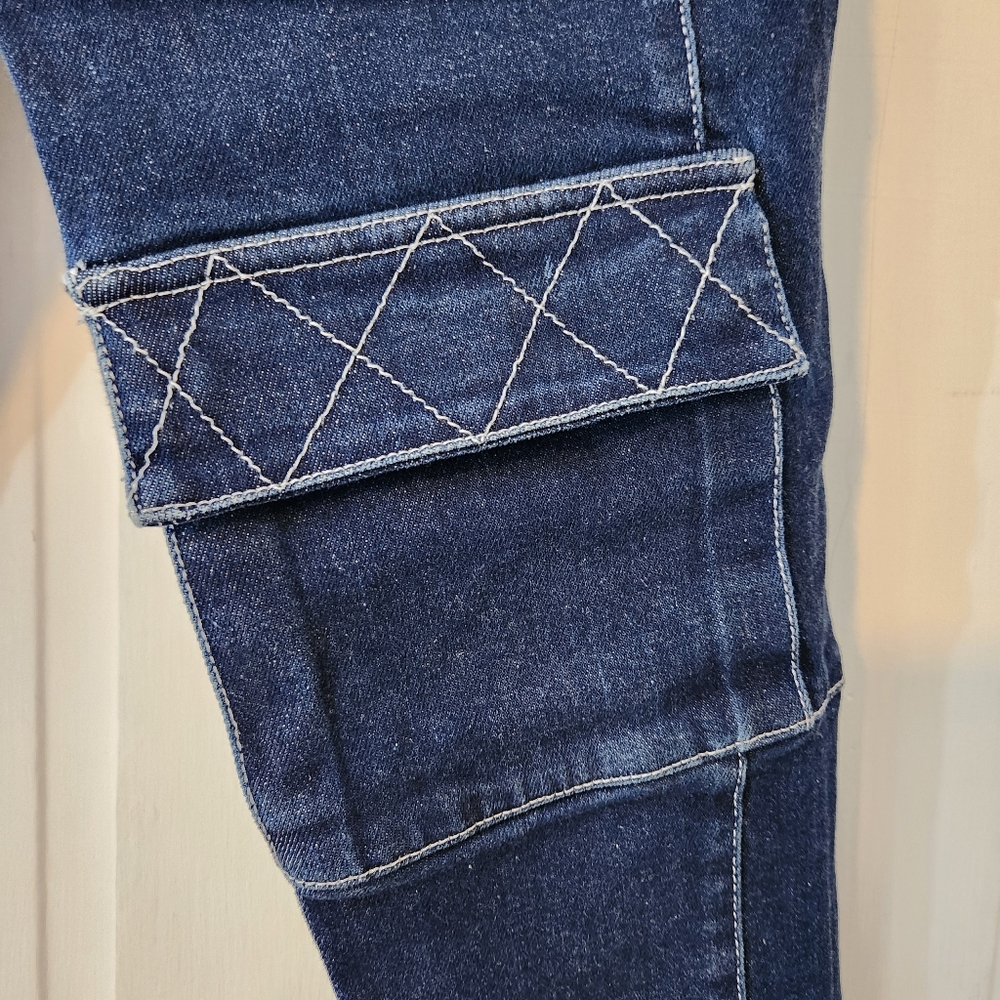Opening Ceremony Medium Wash Blue Denim Carpenter White Stitch Detail Jeans - Picture 2 of 10